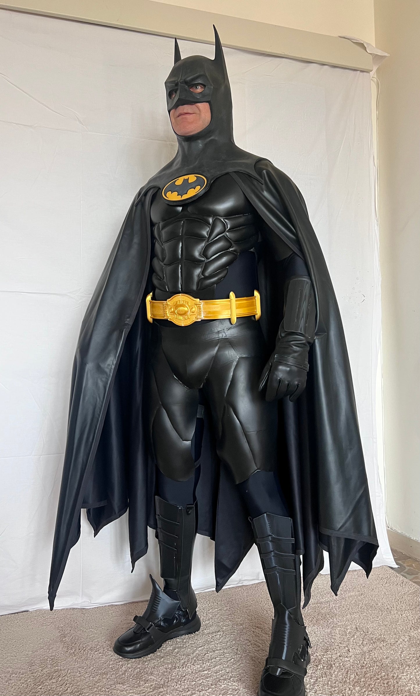Batman 89 costume completo bat suit halloween cosplay Burton Keaton supereroi armatura
