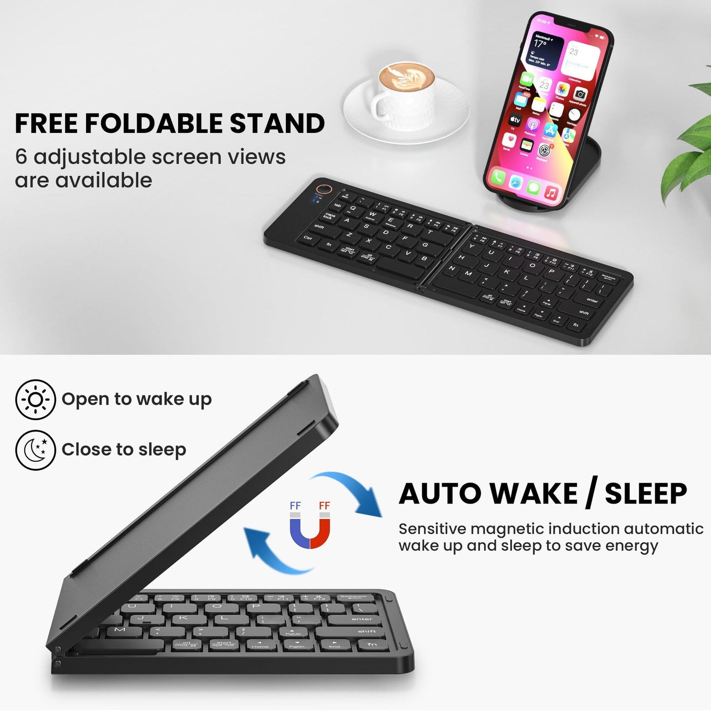 Keyboard ultra slim, portable dual-mode Bluetooth, with one click connection