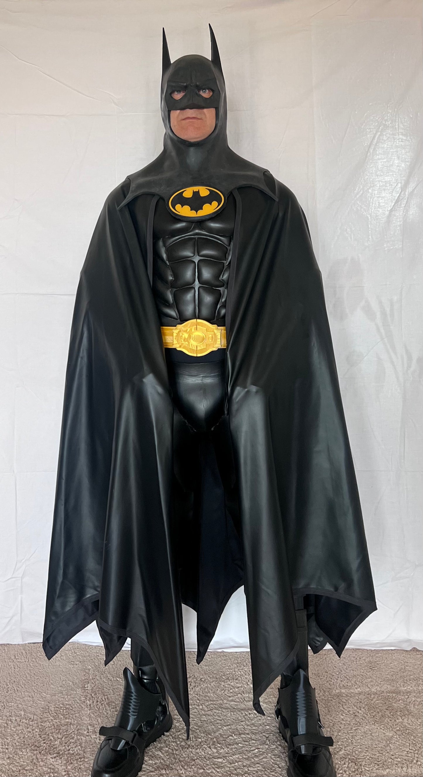 Batman 89 costume completo bat suit halloween cosplay Burton Keaton supereroi armatura