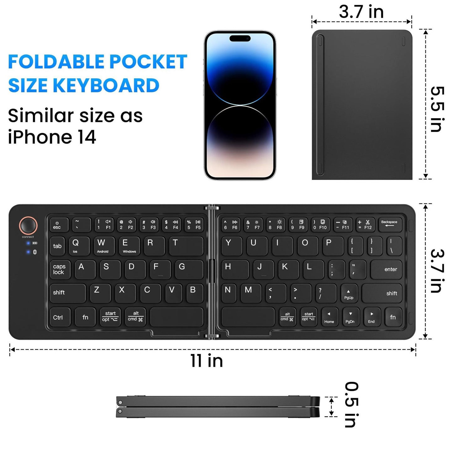 Keyboard ultra slim, portable dual-mode Bluetooth, with one click connection