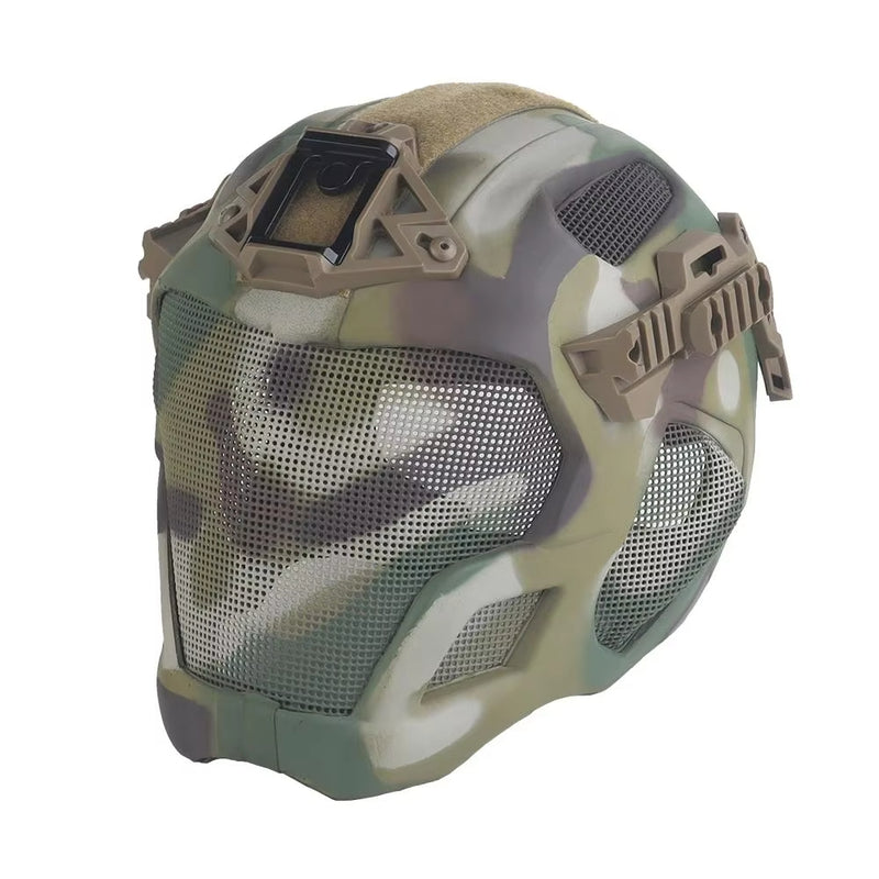 EVA tactical helmet for hunting, softair. Steel mesh mask included, good for cosplay.