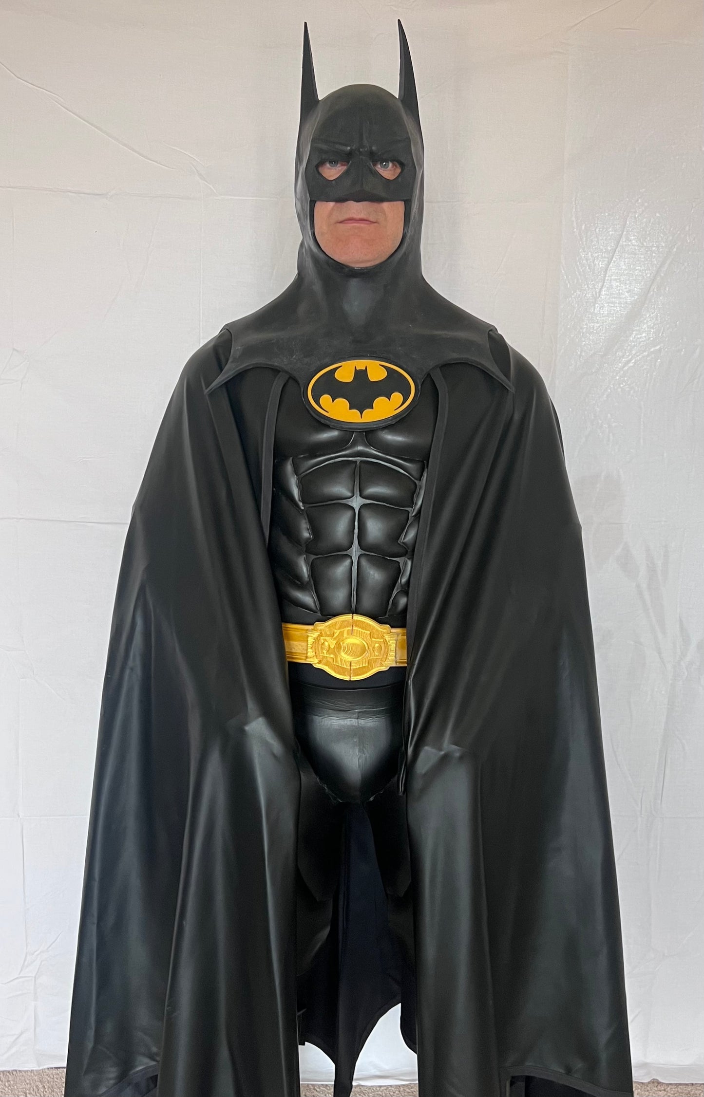 Batman 89 costume completo bat suit halloween cosplay Burton Keaton supereroi armatura