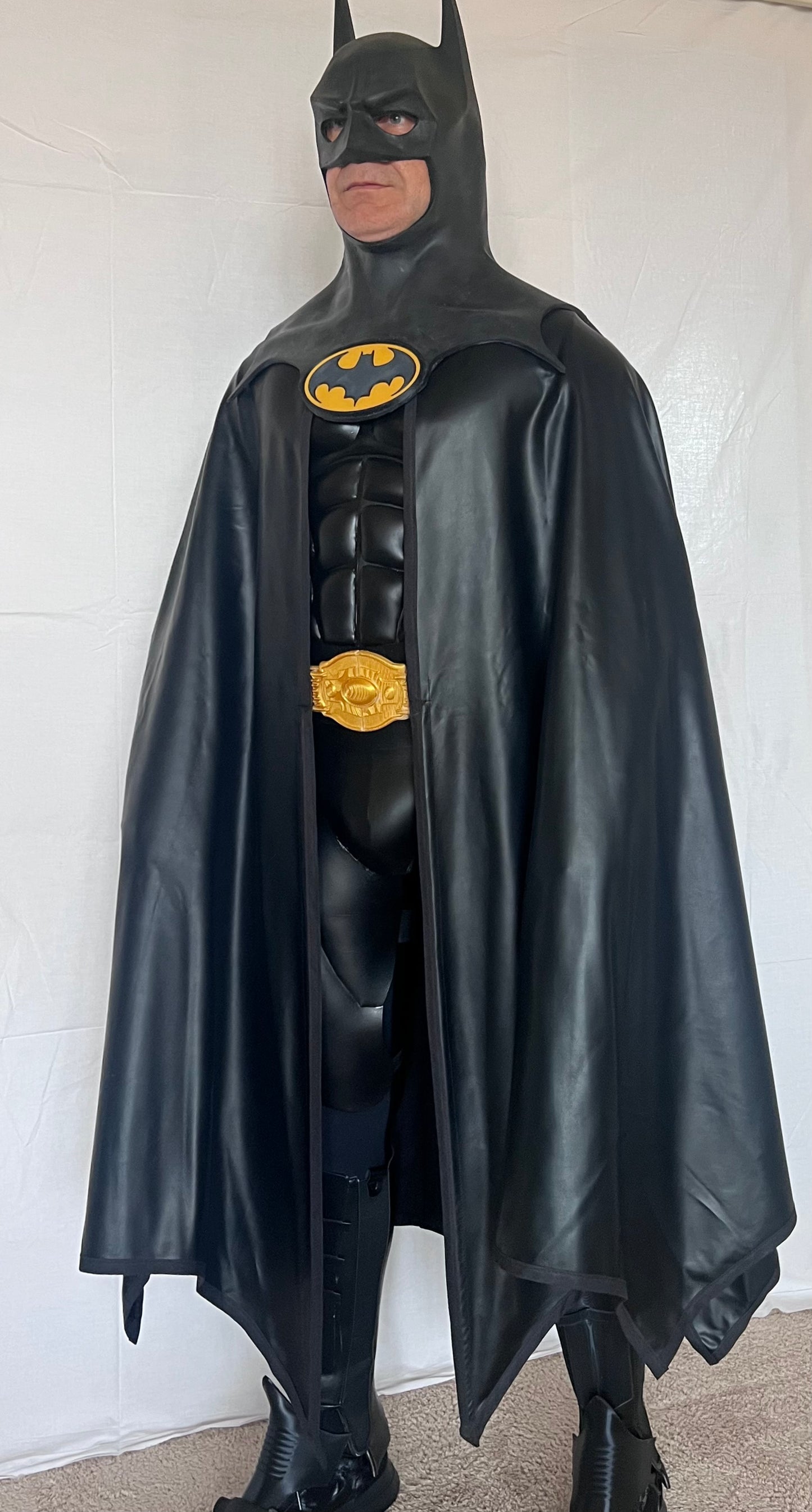 Batman 89 costume completo bat suit halloween cosplay Burton Keaton supereroi armatura