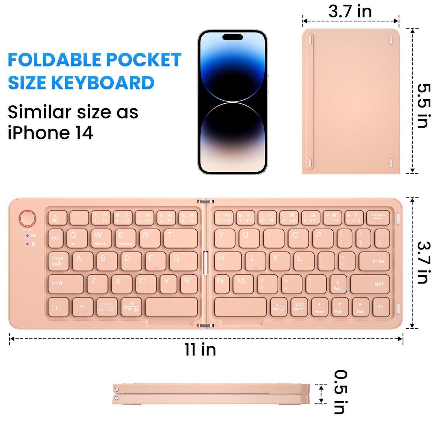 Keyboard ultra slim, portable dual-mode Bluetooth, with one click connection