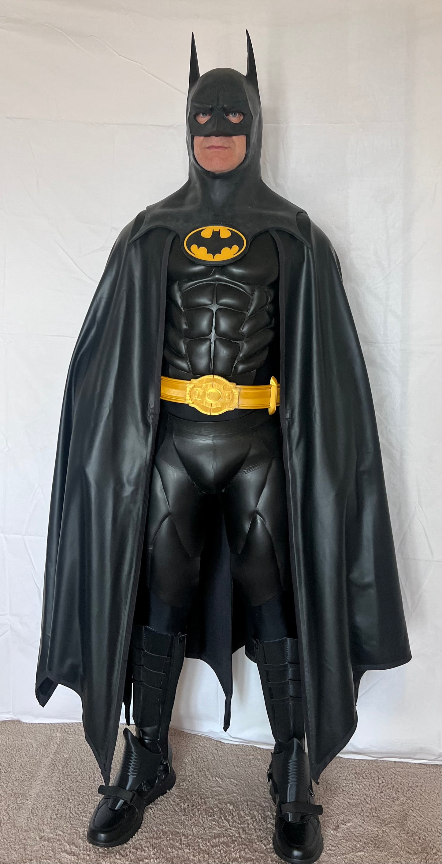Batman 89 costume completo bat suit halloween cosplay Burton Keaton supereroi armatura