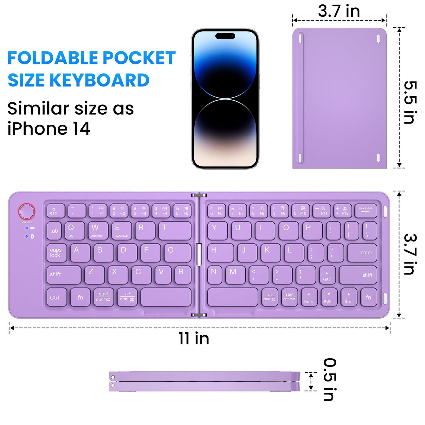 Keyboard ultra slim, portable dual-mode Bluetooth, with one click connection