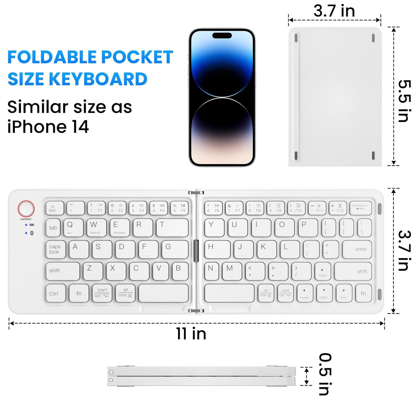 Keyboard ultra slim, portable dual-mode Bluetooth, with one click connection