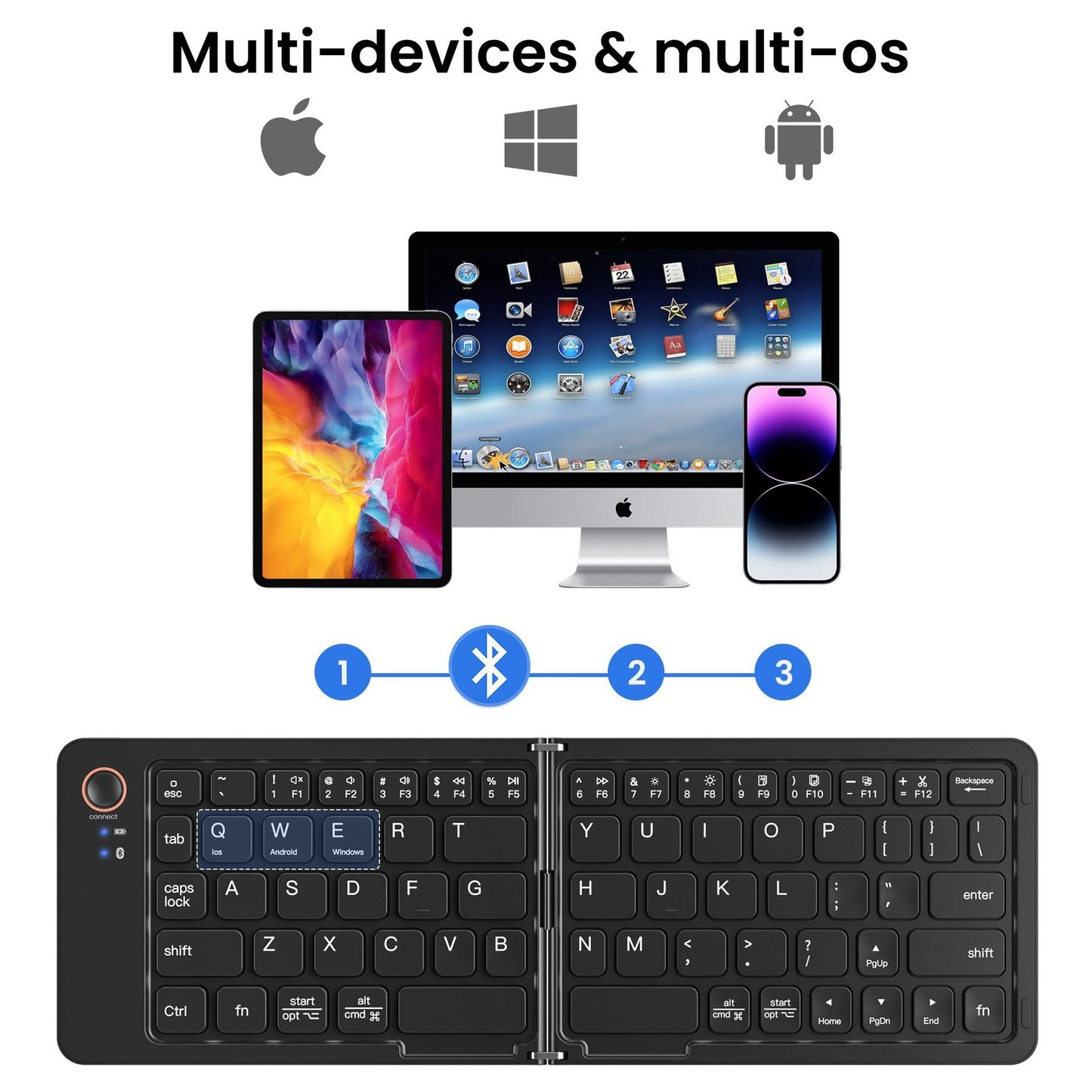Keyboard ultra slim, portable dual-mode Bluetooth, with one click connection
